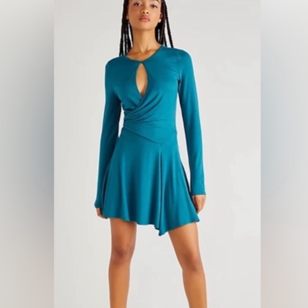 NWT FREE PEOPLE BEACH Vance Wrap Mini Dress - Dark Turquoise